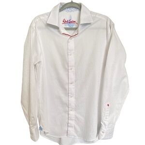 ROBERT Graham Luxury Button Down Dress Shirt White Print Size Medium